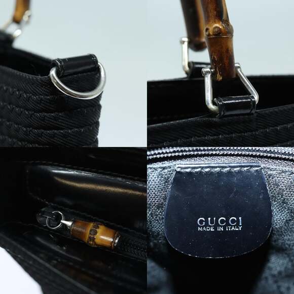 GUCCI Bamboo Hand Bag Canvas Black Gold 000 1998 000 1998 - Picture 11 of 13